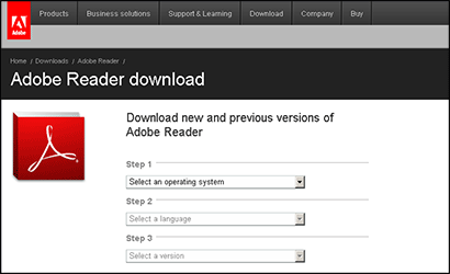 Скріншот фрагмента сторінки сайту Адоб Рідера